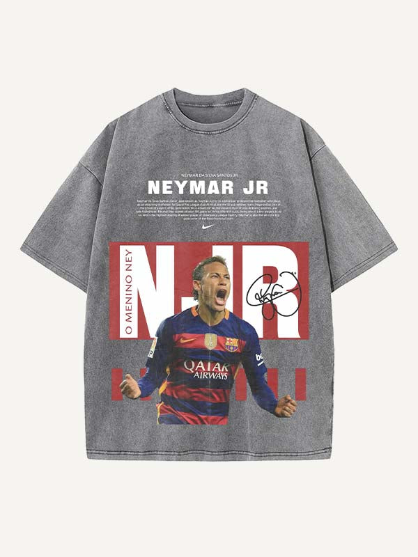 Neymar Print Round Neck T-shirt