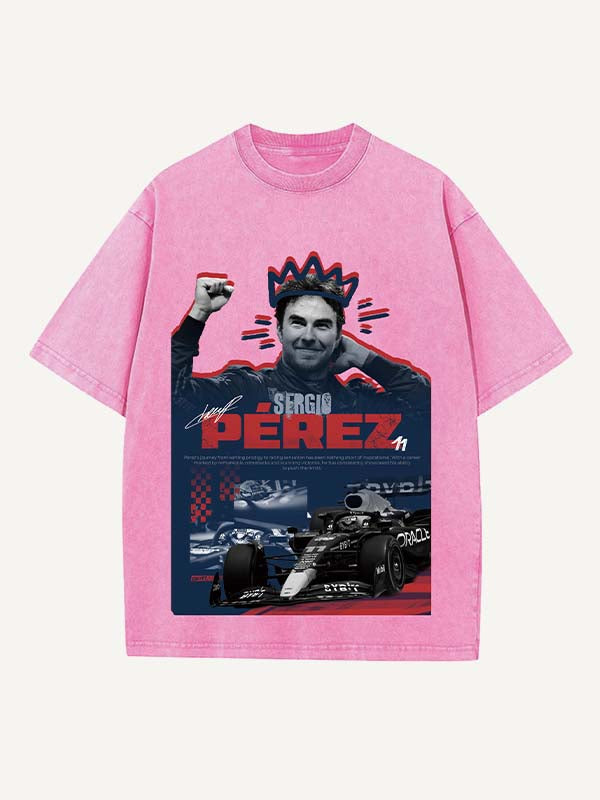 Sergio Perez Print Round Neck T-shirt