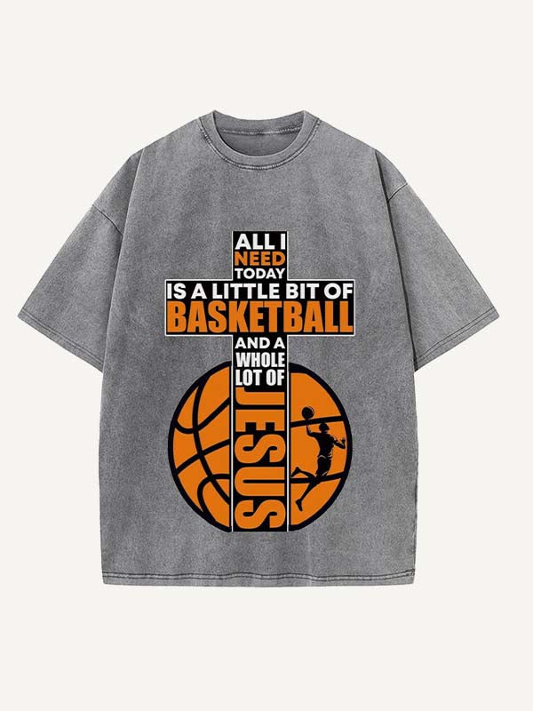 Basketball Aesthetic Print Round Neck T-shirt