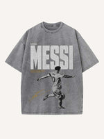 Lionel Messi Print Round Neck T-shirt