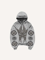 Eye&Wing&Sun Print Slant Pockets Hoodie