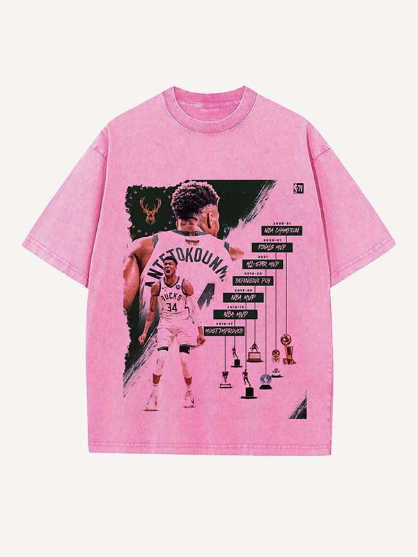 Giannis Antetokounmpo Print Round Neck T-shirt