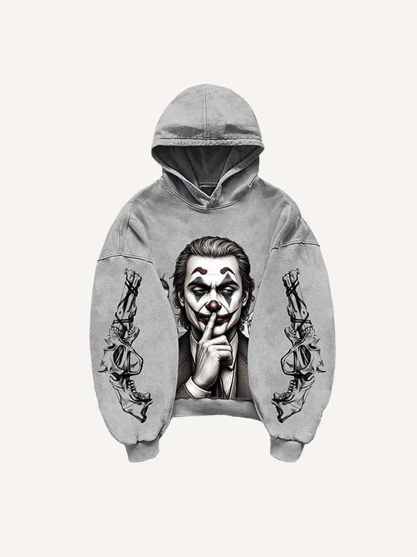 Joker&Angel&Demon&Pistol Print Slant Pockets Hoodie