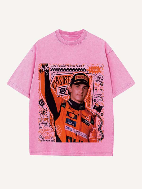 Oscar Piastri Print Round Neck T-shirt