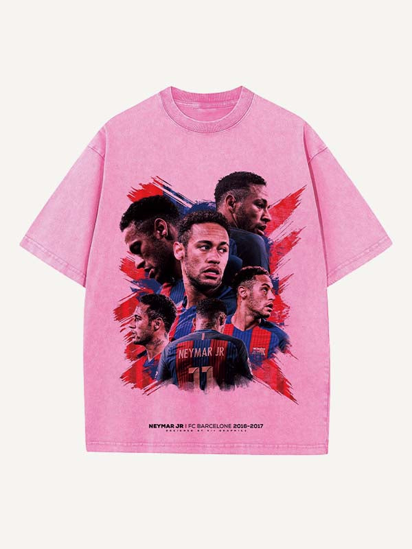 Neymar Print Round Neck T-shirt