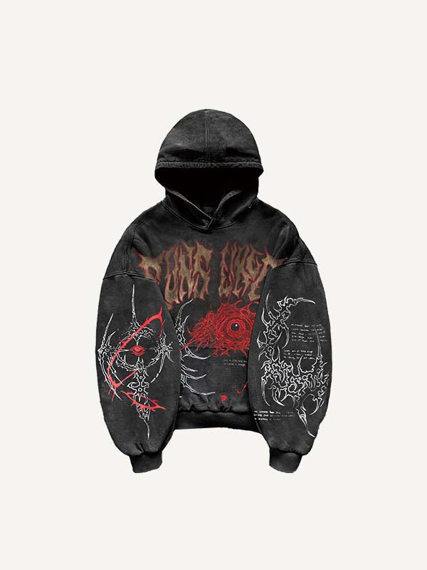 Eye&Graphic Print Slant Pockets Hoodie