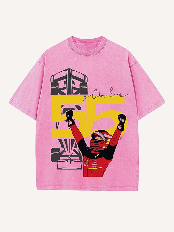 Carlos Sainz Print Round Neck T-shirt