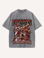 Dennis Rodman Print Round Neck T-shirt