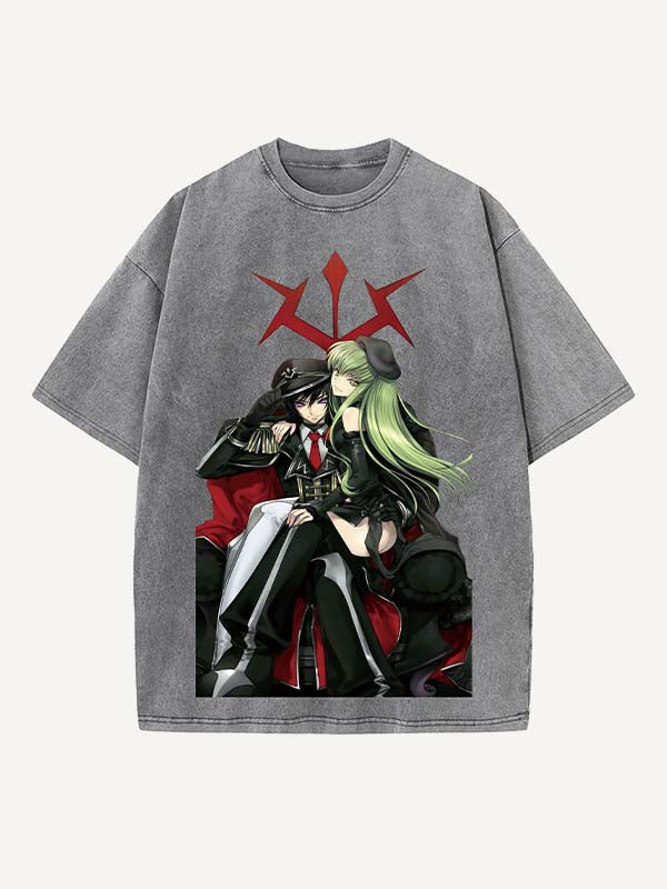 Code Geass Print Round Neck T-shirt