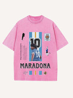 Diego Maradona Print Round Neck T-shirt