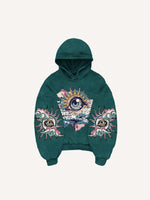 Eye&Cloud&Moon&Graphic Print Slant Pockets Hoodie