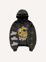 Evil Moon&Sun&Star&Cloud Print Slant Pockets Hoodie