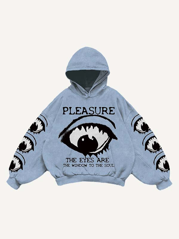 Eye&Letter Print Slant Pockets Hoodie