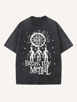 Distressed Washed Smiley Face&Graphic&Letter Print Round Neck T-shirt