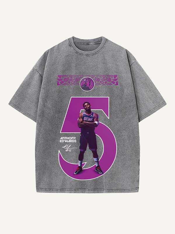 Anthony Edwards Print Round Neck T-shirt