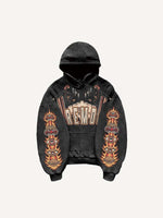 Fire&Figure&Eyeball&Animal Graphic Print Slant Pockets Hoodie