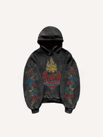 Mary&Fire&Floral Print Slant Pockets Hoodie