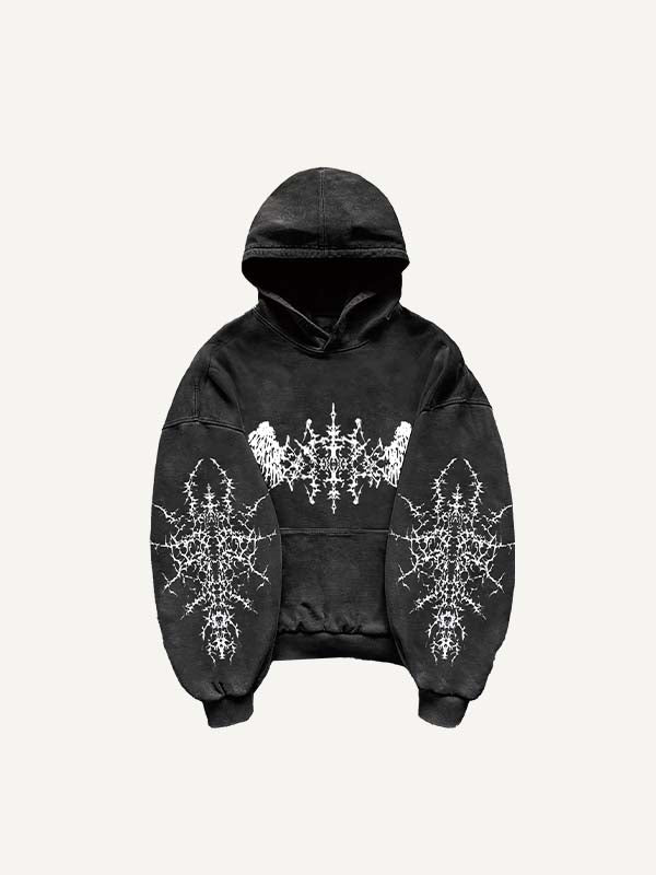 Figure&Wing Graphic Print Slant Pockets Hoodie