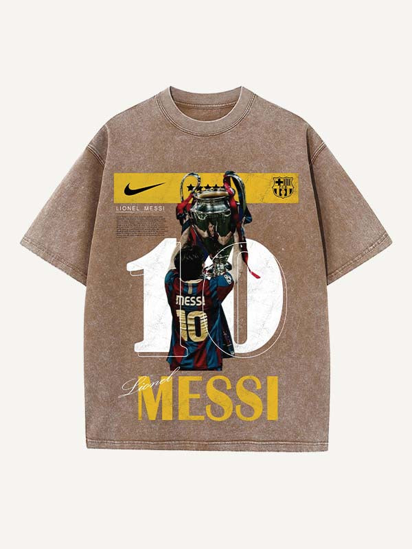 Lionel Messi Print Round Neck T-shirt