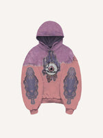 Colorblock Eye Faux Decal Print Slant Pockets Hoodie