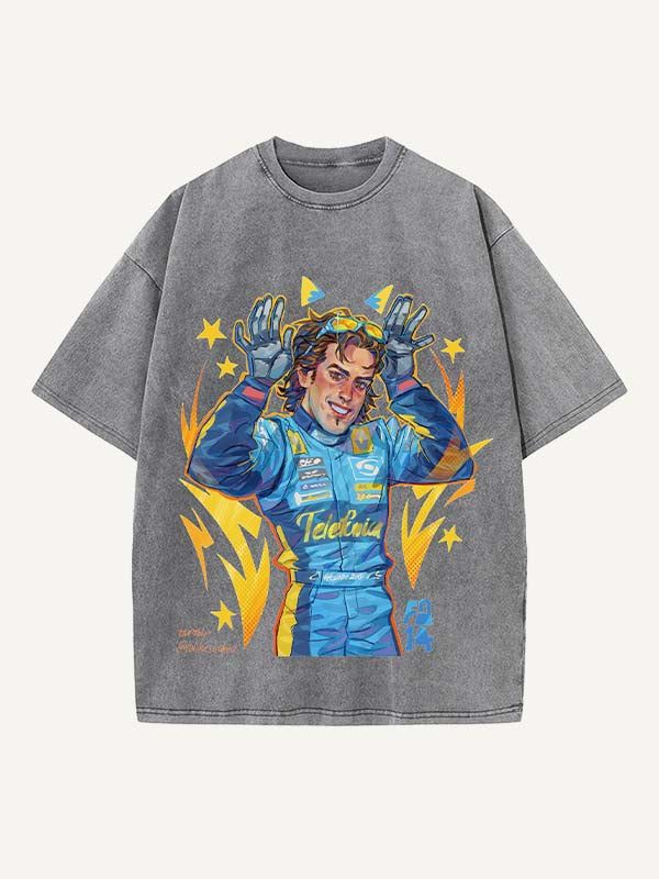 Fernando Alonso Print Round Neck T-shirt