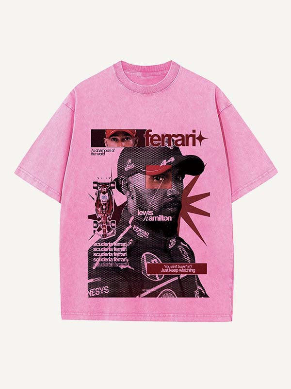 Lewis Hamilton Print Round Neck T-shirt