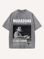 Diego Maradona Print Round Neck T-shirt