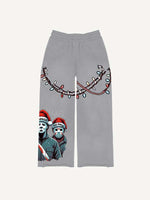 Christmas Horror Print Elastic Waist Pants