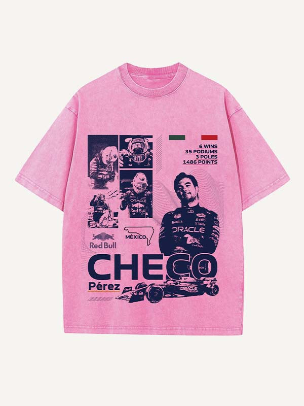 Sergio Perez Print Round Neck T-shirt