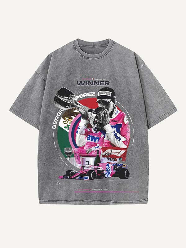 Sergio Perez Print Round Neck T-shirt