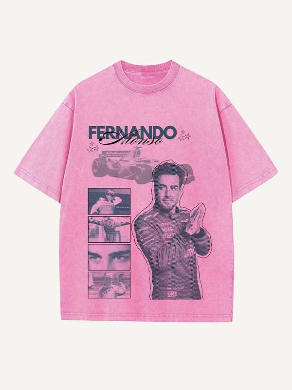 Fernando Alonso Print Round Neck T-shirt