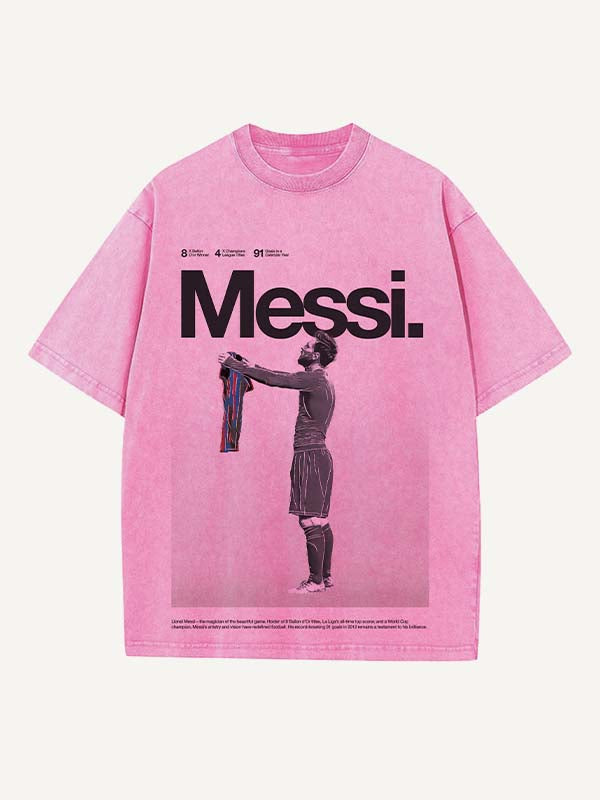 Lionel Messi Print Round Neck T-shirt