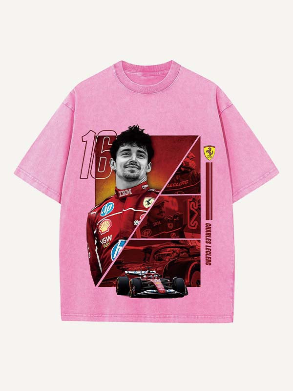 Charles Leclerc Print Round Neck T-shirt