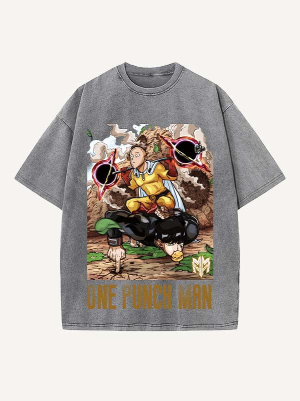 One-Punch Man Print Round Neck T-shirt