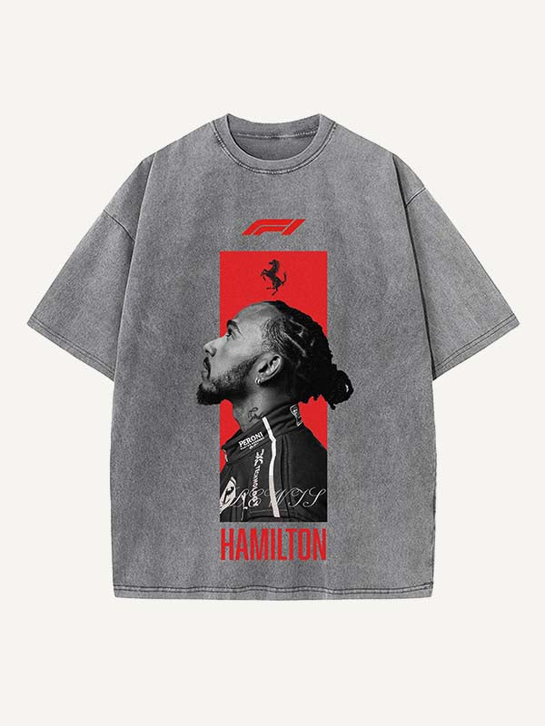 Lewis Hamilton Print Round Neck T-shirt