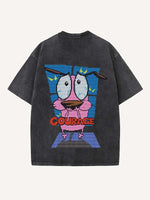 Distressed Washed Figure&Graphic&Animal&Letter Print Round Neck T-shirt