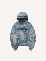 Mary&Figure&Eye&Graphic&Letter Print Slant Pockets Hoodie
