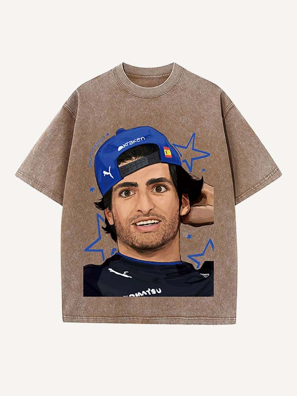 Carlos Sainz Print Round Neck T-shirt