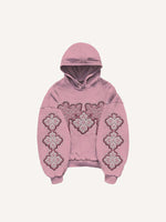Cross&Heart&Graphic Faux Decal Print Slant Pockets Hoodie