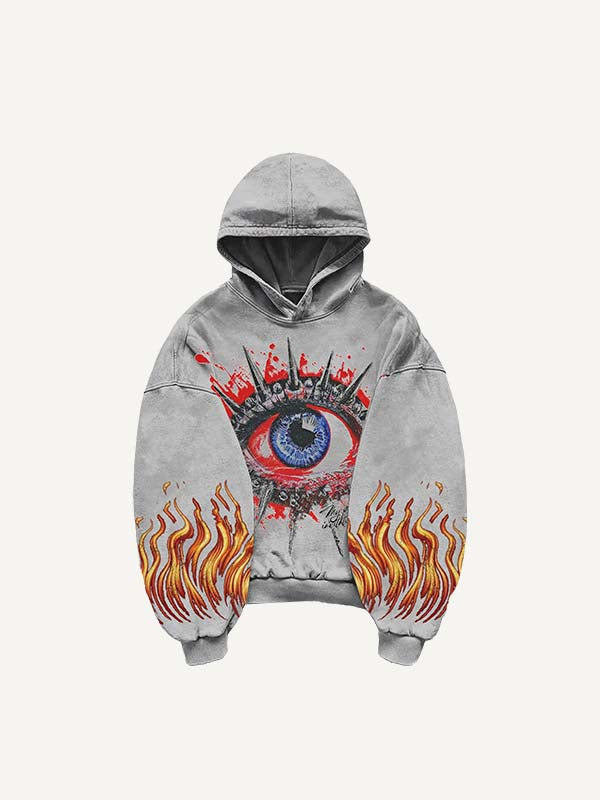 Eye&Graphic Print Slant Pockets Hoodie
