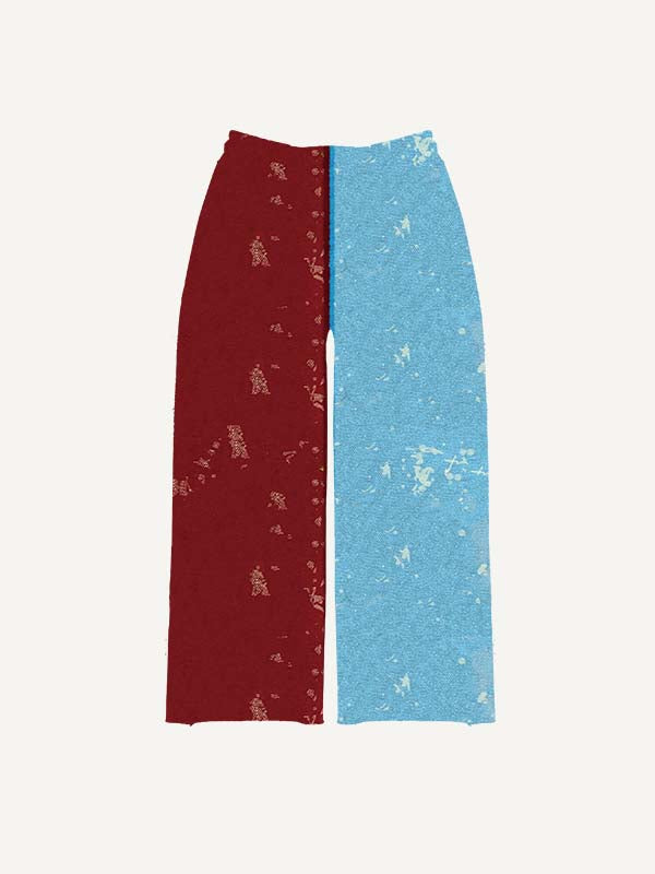 Colorblock Angel&Devil&Graphic&Letter Faux Decal Print Elastic Waist Pants