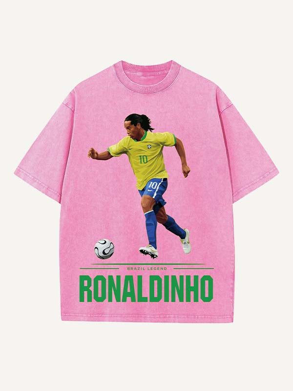 Ronaldinho Print Round Neck T-shirt