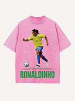 Ronaldinho Print Round Neck T-shirt