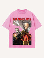 One-Punch Man Print Round Neck T-shirt