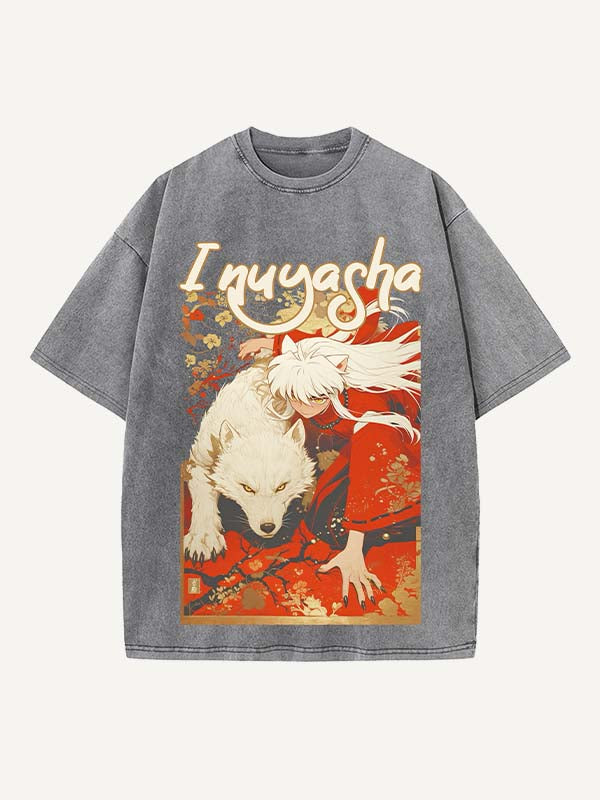 Inuyasha Print Round Neck T-shirt
