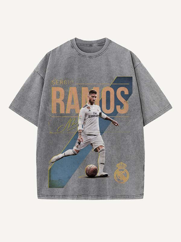 Sergio Ramos Print Round Neck T-shirt