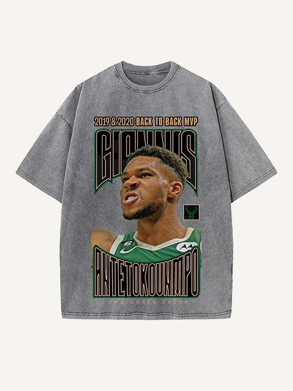 Giannis Antetokounmpo Print Round Neck T-shirt