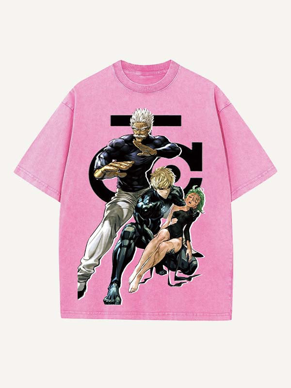 One-Punch Man Print Round Neck T-shirt