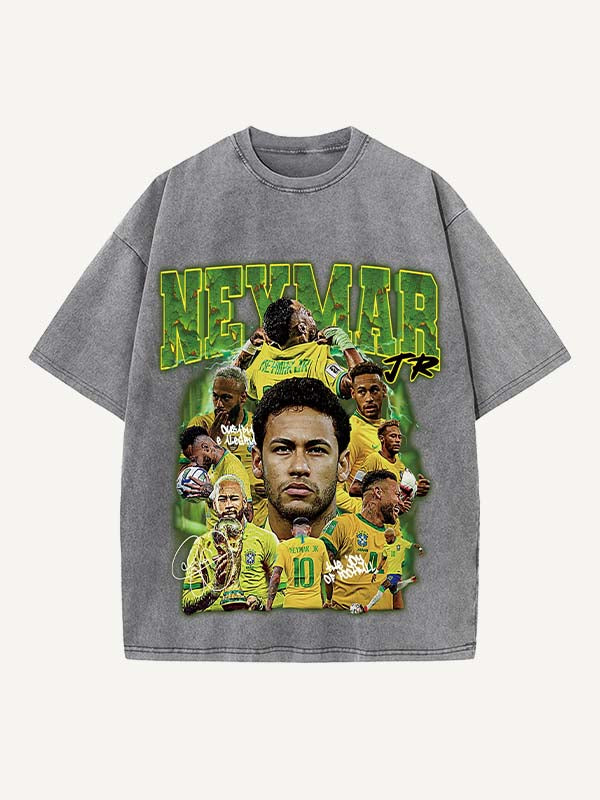 Neymar Print Round Neck T-shirt