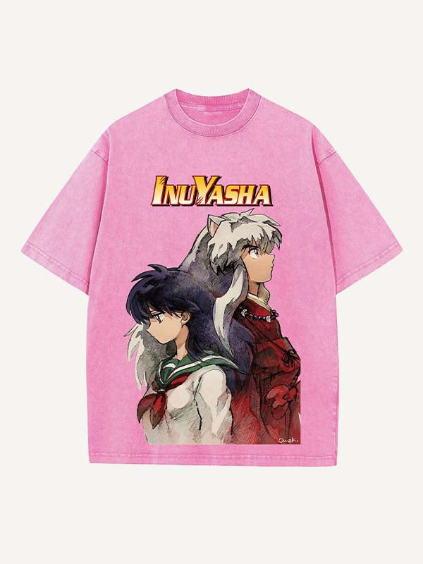 Inuyasha Print Round Neck T-shirt